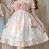 Beige Ruffled Bow Cute Bear Print High Waisted Sweet Lolita JSK Dress -LolitaInside 321b23c2bf5cb92edc439aedf645fbf4