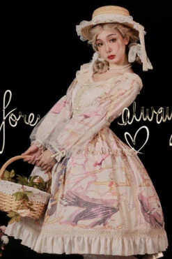 Pink Elegant Printed Sweet Lolita OP Dress -LolitaInside 322ece6fa27b073e0b231e191e80212a