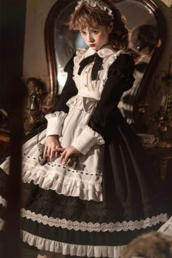 Black Lapel Collar Bowknot Long Sleeves Ruffled Sweet Lolita Maid OP Dress (Apron Is Included) 14 Black Lapel Collar Bowknot Long Sleeves Ruffled Sweet Lolita Maid OP Dress (Apron Is Included) -LolitaInside 32417ed640f51ac2e9862ff81f775b17 6268ec10 f8ef 49b0 863b a3fd30d6e824