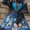 Dark Bule Sea Of Abyss Japanese Style Ruffled Classic Lolita JSK Dress