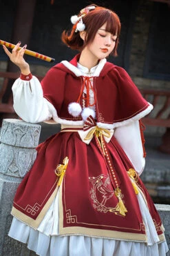 Red Chinese New Year Golden Crane Print Long Sleeve Sweet Lolita OP Dress 10 Red Chinese New Year Golden Crane Print Long Sleeve Sweet Lolita OP Dress -LolitaInside 32f96168332dbd0a6b63814c868ed1ba