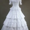 White Cotton Square Collar Short Sleeves Floor Length Multi-Layer Victorian Gothic Lolita Dress 2 White Cotton Square Collar Short Sleeves Floor Length Multi-Layer Victorian Gothic Lolita Dress -LolitaInside 3385361920778368fac37b3ca56660c5