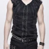 Black Patchwork Unedged Coarse Grain Leather Long Pointed Nails Distressed Men's Punk Vest 1 Black Patchwork Unedged Coarse Grain Leather Long Pointed Nails Distressed Men's Punk Vest -LolitaInside 34038750a0cca5f31e6b33bfa3400cc9