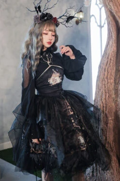 Black God's Salvation Lace Ruffled Gothic Lolita JSK Strapless Dress -LolitaInside 343ccc95d414a1dad793bd5b3139fbe3