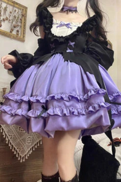 Purple Halloween Starry Night Witch Multi-layer Ruffle Sweet Lolita Jsk Dress -LolitaInside 34821bc240f072dbbb06da2a90e70c45