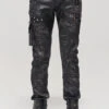 Black Punk Do Old Print Detachable Multi-Pocket Splicing Metal Rivet Decoration Men's Long Pants -LolitaInside 3490d41ea064b06909c3f4424b6b161a