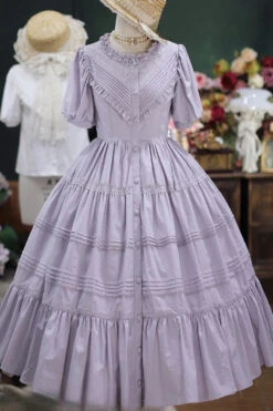 Elegant Cardigan Round Neck Short Sleeves Ruffle One Piece Sweet Lolita Dress 8 Colors -LolitaInside 34f18b1e12bdd4ea19e71c8f4136b178