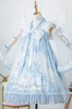 Light Blue Dreamland Chinese Style Bowknot Ruffled High Waisted Sweet Lolita JSK Dress -LolitaInside 350c0ca8b6a0f8c3a7a7f9cc1c5df516