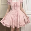 Pink Annie's Gift Short Sleeves Bowknot Short Version Sweet Lolita Dress (Plus Size Support)