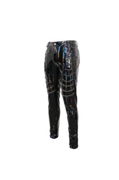 Black Stretch Symphony Metal Chains On Both Sides Versatile Leather Men's Gothic Pants -LolitaInside 361c55fd80baf1ae31645c69dd301093