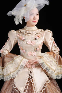 Champagne Multi-Layer Hime Sleeves High Waisted Hollow Embroidery Three-Dimensional Flower Print Victorian Lolita Prom Dress 10 Champagne Multi-Layer Hime Sleeves High Waisted Hollow Embroidery Three-Dimensional Flower Print Victorian Lolita Prom Dress -LolitaInside 37d933eeb65e2233a43eec277337ac98