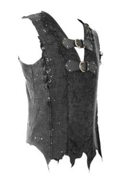 Black V-Neck Sleeveless Ripped Buckle Straps Men's Gothic Vest -LolitaInside 37f33b6ba7f768f3fe3a6191c82b9edd
