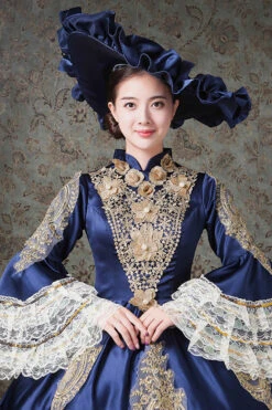 Multi-Layer Half Sleeves Trumpet Sleeves High Waisted Hollow Embroidery Print Victorian Lolita Prom Dress -LolitaInside 385bc4ad26fccf6c86a0de639c58b42b