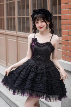 Black Midnight Ballet Rose Lace Sleeveless Gothic Lolita Jsk Dress -LolitaInside 38aaa0024fb94e9bedccc3391a79aa49