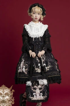 Round Collar Ruffled Long Sleeves Reunion World Print Classic Lolita OP Dress -LolitaInside 394279b8e1235770baa96416782d1ecc
