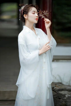 White Chinese Ancient Style Jiangnan Embroidered Sweet Hanfu Dress -LolitaInside 397b11a67cfab0bc9df5eae7d5c8d474