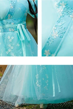 Green Fairy Airy Spring Flower Embroidery Sweet Hanfu Dress -LolitaInside 3a09efba05ea06c5a6a54bf3f95eda03