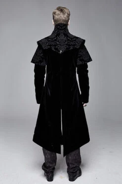 Black Hand Embroidered Cape Collar Velveteen Gothic Mens Coat -LolitaInside 3a104acb68275b7fc9e0e00b3425582f