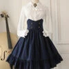 Dark Blue Vintage College Style High Waisted Fishbone Gothic Lolita Skirt Dress -LolitaInside 3a2559c170c872ad5c0630d6e499c074 ff83a585 c267 4a1a 8ba0 5a80fba107f0
