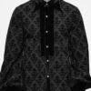 Black Court Pattern Flocking Lantern Sleeves Mens Gothic Blouse -LolitaInside 3ab78d74c61e0297d366ed129a2e6107