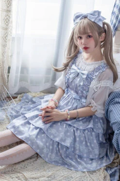 Polka Dot Print Sleeveless Bowknot Multi-Layer Ruffled High Waisted Sweet Lolita Tiered JSK Dress -LolitaInside 3aec64e26019d3ec48488e736a6be5fd