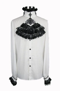 White Chiffon Chest Embroidery Lace Sleeves Mens Gothic Blouse 11 White Chiffon Chest Embroidery Lace Sleeves Mens Gothic Blouse -LolitaInside 3b799994e09cb843bcf291eb6a7aa71a