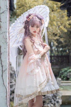 Pink Sleeveless Ruffle Embroidery Sweet Chinese Style Princess Lolita Jsk Dress -LolitaInside 3beed9cb1b56d39fe8c489ef8c8d459c