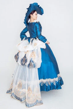 Blue Long Sleeves High Waisted Trailing Ruffled Victorian Lolita Prom Dress -LolitaInside 3c065993e381aaefebae57cfa4a85fed