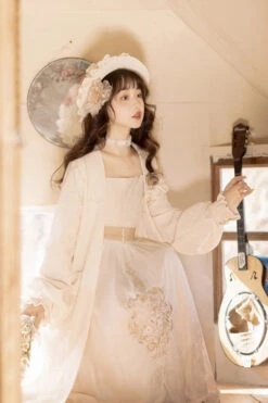White Chinese Style Bronzing Flower Embroidery Sweet Lolita Jsk Dress -LolitaInside 3c29b06e469ab1d5971820548365fbfc