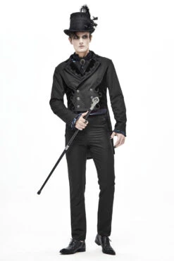 Black Webbing Twill Suit Material Side Pocket Floral-Shaped Men's Gothic Pants -LolitaInside 3c438fad4ad89178c87222cfc95a7bcf