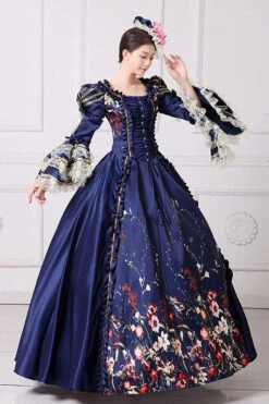 Half Sleeves Multi-Layer Trumpet Sleeves High Waisted Floral Print Victorian Lolita Prom Dress -LolitaInside 3c4733937749dd8fbce66013b5896186