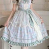 Green Flower Wall Pattern Print High Waisted Fresh And Sweet Lolita JSK Dress -LolitaInside 3cf725b6dcda04dc520dbb277c15963a