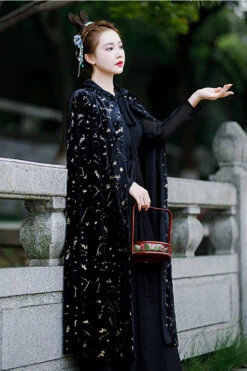 Black Costume Polka Dot Print Classic Hanfu Dress -LolitaInside 3d029689665eaddc73c8edf233bbef82