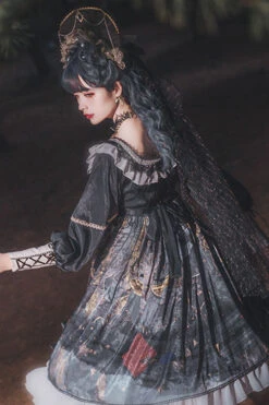 Black Long Sleeves Mist Print Classic Lolita OP Dress -LolitaInside 3da620810e3e7fcea1d33ea08bb4a0f0