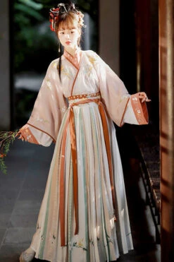 Chinese Chest Cuffs Beautifully Embroidered Sweet Hanfu Dress Full Set -LolitaInside 3dc9cb9e385936150b1ad40f74895345