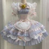 Blue Magical Girl Multi-layer Ruffle Bowknot Bell Maid Sweet Lolita Dress Full Set -LolitaInside 3ef973195193f0a2064696dd45eb492b