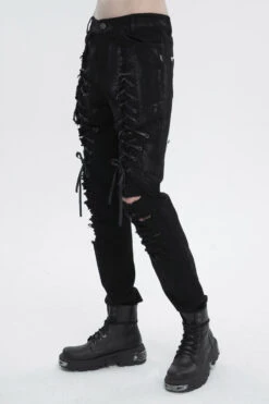 Black Personalities Strappy Distressed Men's Punk Pants -LolitaInside 3fa8cad54a043d884b3291a6413ec4da