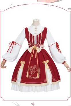 Red Chinese New Year Golden Crane Print Long Sleeve Sweet Lolita OP Dress 13 Red Chinese New Year Golden Crane Print Long Sleeve Sweet Lolita OP Dress -LolitaInside 405a413a189394c2bd13ecf594dab43c