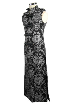 Black And Silver Court Floral Gothic Mens Long Coat -LolitaInside 4067c935bd582d419bd99c70c2263989