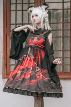 Chinese Style Cloud Fox Print Classic Lolita JSK Dress -LolitaInside 40f750da0a0df6b2b02c03dbd87f3be1