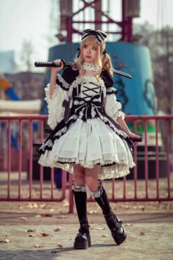 White/Black Short Sleeves Cardigan Bowknot Doll Sweet Lolita Dress -LolitaInside 412ea76a3d09cd9d2b7e13e5e73adfd9