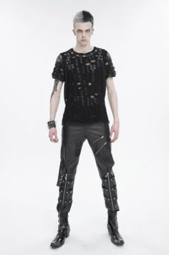 Black Half Hollow Shoulder Tie Design Men's Punk T-Shirt 13 Black Half Hollow Shoulder Tie Design Men's Punk T-Shirt -LolitaInside 41397d47c4647ce1c242e8e80f348fa5