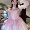 Pink Sleeveless Ruffle Bowknot Sweet Princess Fish Bone Bridesmaid Lolita Jsk Dress -LolitaInside 414744de9ef2e38f13af4c7e7f7521f7