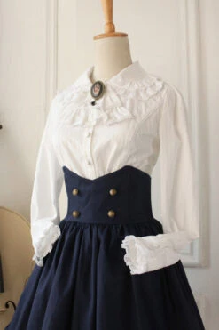 Dark Blue Vintage College Style High Waisted Fishbone Gothic Lolita Skirt Dress -LolitaInside 4158fdba3aaaa2d09b586fe25ddadd7b dfa8993c 9961 4bbf 82c6 2471708b4bd7