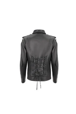 Black Lapel Collar Studded Strap Dashing Men's Punk Jacket -LolitaInside 419623956dbc000b6c733de6c944a80b