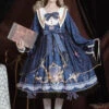 Blue Navy Collar Long Sleeves Butterfly Print Ruffle Bowknot Sweet Elegant Princess Lolita Dress -LolitaInside 41e3a8073cb0e87d7dd77e3db03749f3