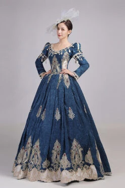 Long Sleeves High Waisted Hollow Embroidery Print Victorian Lolita Prom Dress -LolitaInside 42c61b9dbc06a148096e786df8469453