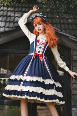 Court Style High Waisted Bowknot Ruffled Multi-Layer Classic Lolita Jsk Dress 12 Court Style High Waisted Bowknot Ruffled Multi-Layer Classic Lolita Jsk Dress -LolitaInside 42e71d22a96539c394e9fcf3a6fd21c0
