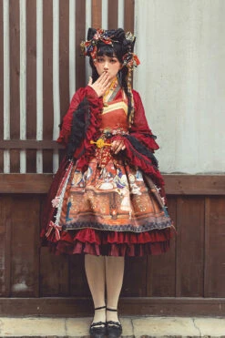 Multi-Color Nightmare Print Japanese Ruffle Bowknot Sweet Lolita Jsk Dress -LolitaInside 4344c3f9a57c57ceae391c3fb637f02a
