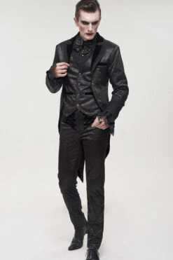 Black Gothic Bright Pattern Printed Decoration Swallowtail Men's Coat -LolitaInside 434edc563e6cdeb0b4da26932814252a